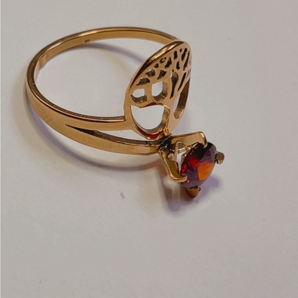 NWT Women's tree of life ring, gold-plated stainless steel red zirconia size 7.5 - Picture 14 of 17